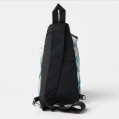 Floral watercolor monogram pink blue dandelions  crossbody bag (Rückseite)