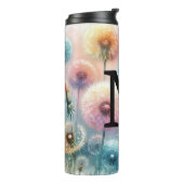 Floral watercolor monogram pink blue dandelions  thermosbecher (Nach links gedreht)
