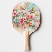 Floral watercolor monogram pink cherry blossoms tischtennis schläger (Rückseite)