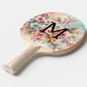 Floral watercolor monogram pink cherry blossoms tischtennis schläger (Vorderseite)