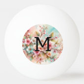 Floral watercolor monogram pink cherry blossoms  tischtennisball (Rückseite)