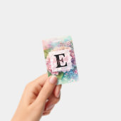Floral watercolor monogram pink hydrangea  ausweis (Handheld)