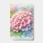 Floral watercolor monogram pink hydrangea  ausweis (Rückseite)