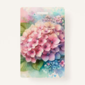 Floral watercolor monogram pink hydrangea ausweis (Rückseite)