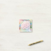 Floral watercolor monogram pink hydrangea  post-it klebezettel (Auf Schreibtisch)