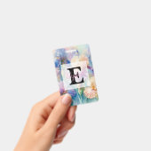 Floral watercolor monogram purple iris flowers ausweis (Handheld)