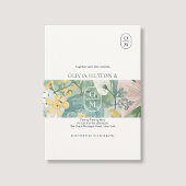 Floral Watercolor Monogram Wedding Invitation Einladungsbanderole