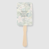 Floral Watercolor Monogramm Hochzeitsprogramm Fächer (Vorderseite)