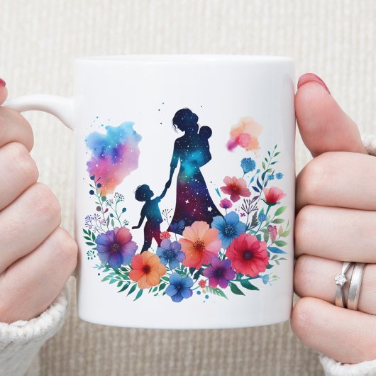 Floral Watercolor Mutter und Kind Kaffeetasse