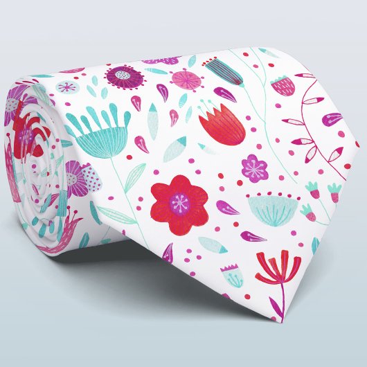Floral Watercolor Neck Tie Krawatte
