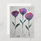 Floral Watercolor Notecard Mitteilungskarte (Vorne/Hinten)