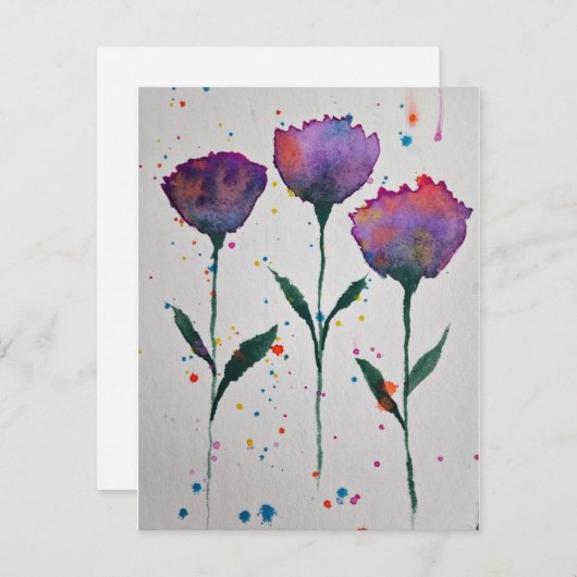 Floral Watercolor Notecard Mitteilungskarte (Vorne/Hinten)