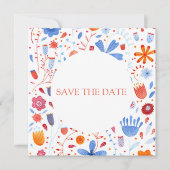 Floral Watercolor Orange Blue Einladung (Vorderseite)