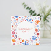 Floral Watercolor Orange Blue Einladung (Stehend Vorderseite)