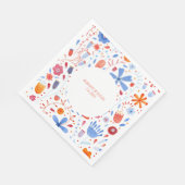 Floral Watercolor Orange Blue Serviette (Ecke)