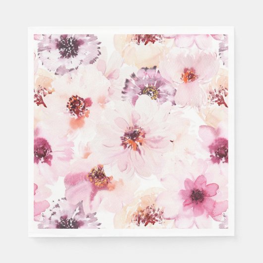 Floral Watercolor Paper Napkin Serviette (Vorderseite)