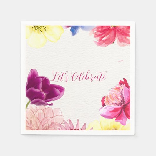 Floral Watercolor Party Napkin Serviette (Vorderseite)