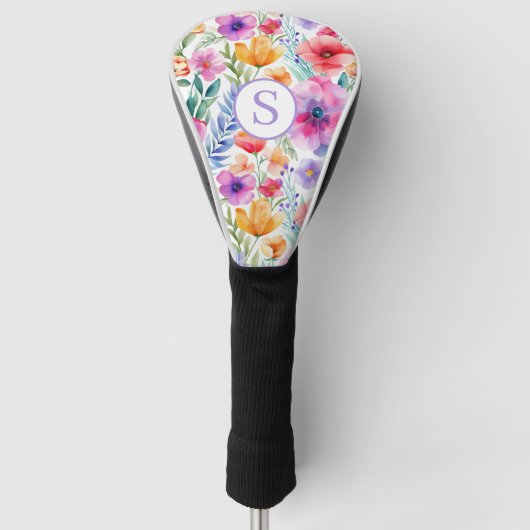 Floral Watercolor Personalisierter Golf Head Cover Headcover (Vorderseite)