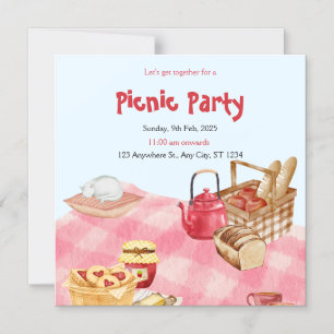 Floral Watercolor Picnic Party Magnetic Invite Magneteinladung