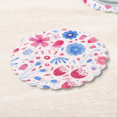 Floral Watercolor Pink Blau Untersetzer (angewinkelt)