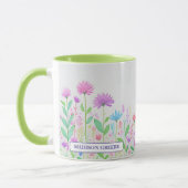 Floral Watercolor Pink Blue Green Coffee Tasse (Links)