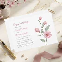 Floral Watercolor Pink Sage Engagement Party Einladung