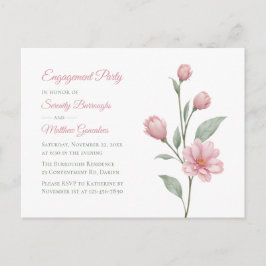 Floral Watercolor Pink Sage Engagement Party Einladungspostkarte