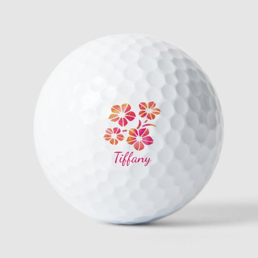 Floral watercolor pink yellow custom saturated golfball (Vorderseite)