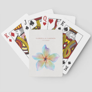 Floral Watercolor Plumeria Terrakotta Hochzeit Spielkarten