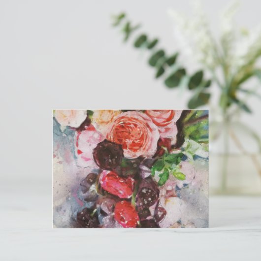 Floral Watercolor Postkarte (Stehend Vorderseite)