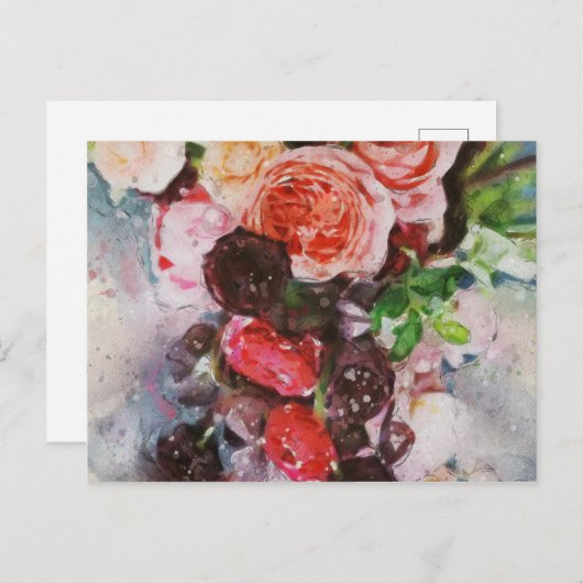 Floral Watercolor Postkarte (Vorne/Hinten)