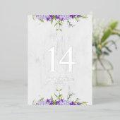 Floral Watercolor Purple Shades Table Numbers Card Folieneinladung (Stehend vorne)