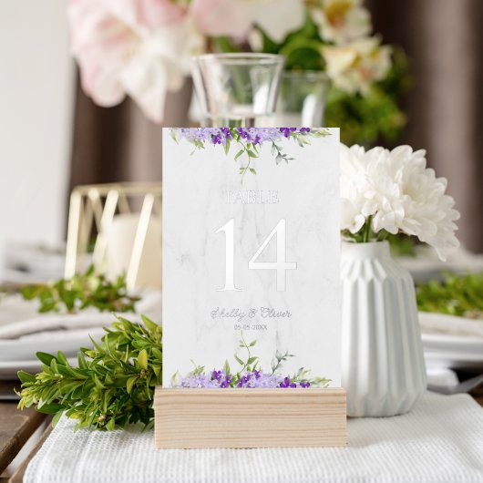 Floral Watercolor Purple Shades Table Numbers Card Folieneinladung