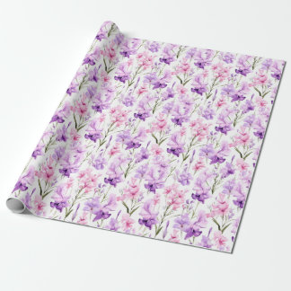 Floral watercolor - Rosa und Lila Gladiolas Geschenkpapier