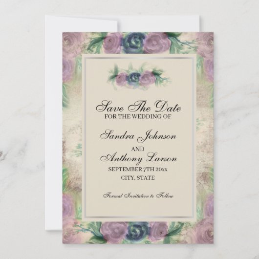 Floral Watercolor-Rose Save the Date (Vorderseite)