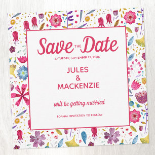 Floral Watercolor Save the Date Einladung