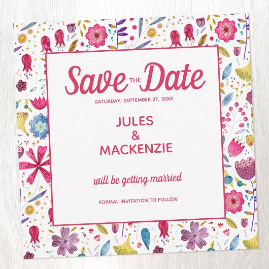 Floral Watercolor Save the Date Einladung