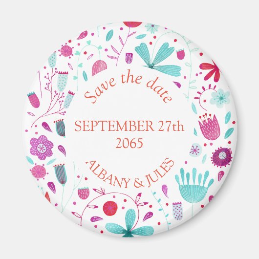 Floral Watercolor Save the Date Magnet (Vorne)
