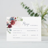 Floral Watercolor Script Hochzeit RSVP Karte (Stehend Vorderseite)