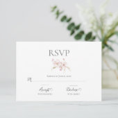 Floral Watercolor Script Pastell Pink Wedding RSVP (Stehend Vorderseite)
