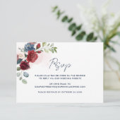 Floral Watercolor Script QR Code Hochzeit RSVP Karte (Stehend Vorderseite)