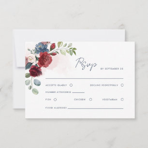 Floral Watercolor Script QR Code Wedding RSVP Card Karte