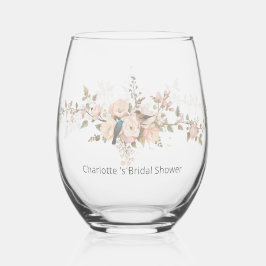 Floral Watercolor Script Romance Stemless Bridal S Weinglas Ohne Stiel