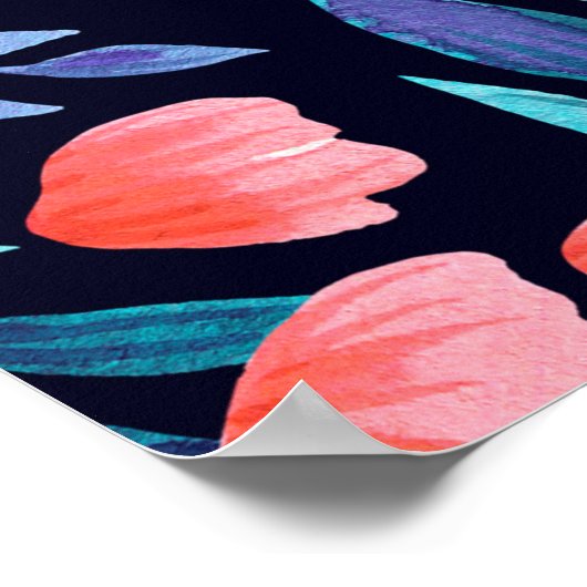 Floral watercolor seamless pattern. poster (Ecke)