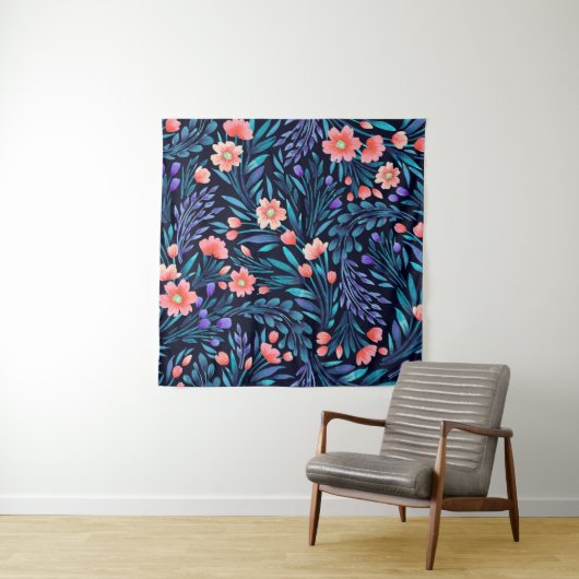 Floral watercolor seamless pattern. wandteppich (Beispiel)