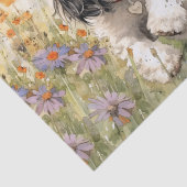 Floral Watercolor Shih Tzu läuft durch Blume Seidenpapier (Ausschnitt)