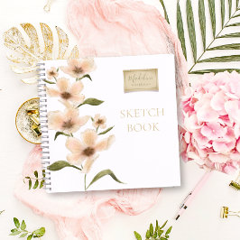 Floral Watercolor Sketchbook Rustikaler Name Notizblock