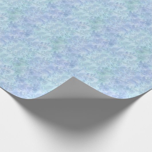 Floral Watercolor Sparkline Muster Blau Geschenkpapier (Ecke)