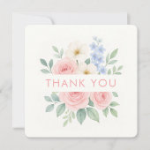 Floral Watercolor Square Danke Karte (Vorderseite)