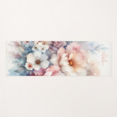 Floral Watercolor Stilvolle Pastelle Name Monogram Yogamatte (Vorderseite (Horizontal))